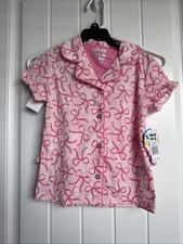 NEW NWT Sleep On It Girls Size 5/6 Pretty Pink Bow Shorts Pajama Set