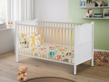 White Baby Cot Bed 120x60cm & Cotbed ,Converts into a Junior Bed