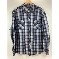 International Concepts Pearl Snap Western Cowboy Gray Plaid Shirt Men’s XXL 52”