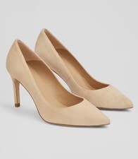 LKBennett Classic Floret Beige Suede Pointed Toe Courts Size 38.5 UK5.5
