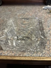 Pair Of Clear ART GLASS Striped ASHTRAY