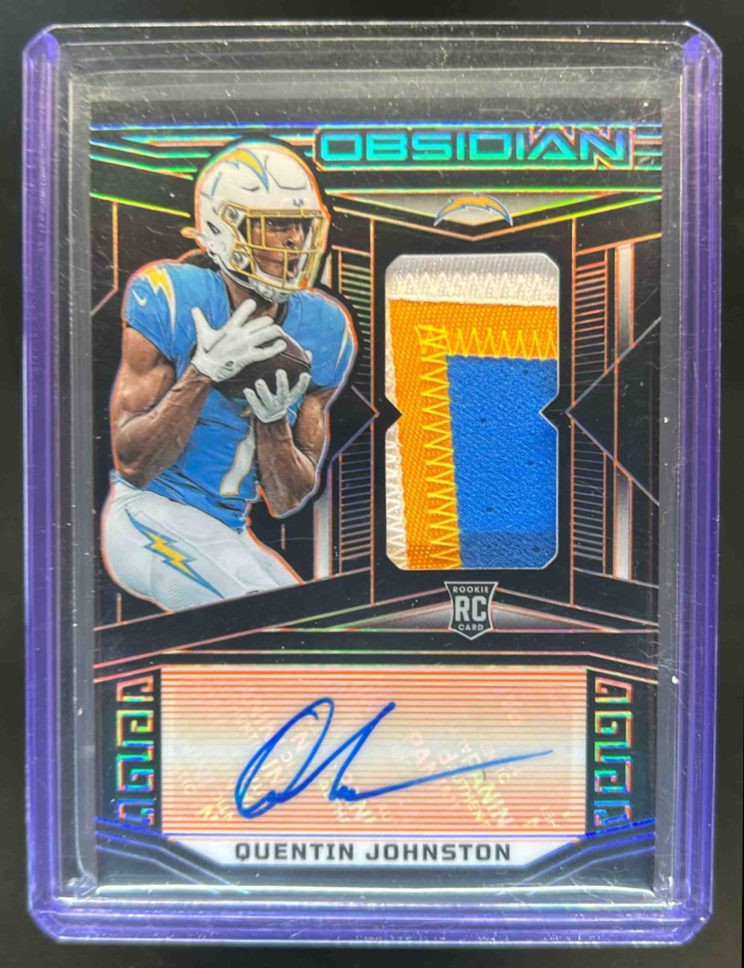 2023 Obsidian Quentin Johnston Patch Electric Etch Orange RC Auto #46/49
