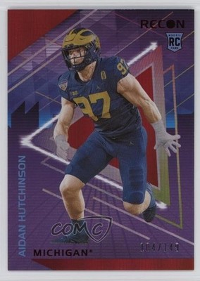 2022 Chronicles Draft Picks Recon Red 104/149 Aidan Hutchinson #1 Rookie RC 0g65