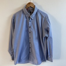 Claudio Lugli Hemd Herren XXL 2XL Blau Weiß Gestreift Langarm Knopfleiste Italy