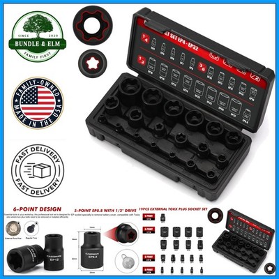 19PCS External Torx Plus Socket Set for Automotive Use with Various Applications