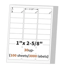 Address Mailing Labels Sheet FBA SKU Labels 30/sheet 30 UP Adhesive 1" x 2 5/8"