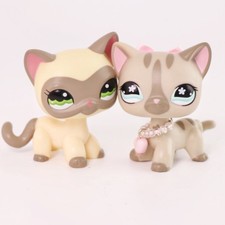 2Pcs Shorthair Cat Set LPS Cat Toy for Girl Pet Figure Collectible Gift for Kid