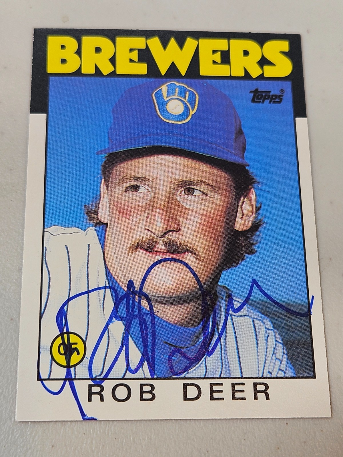 1986 Topps Traded ROB DEER Brewers In-Person Signed  AUTO
