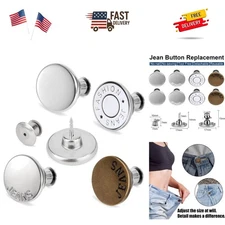 Upgraded 8 Sets Button Pins for Loose Jeans Pants, No Sew No Tool Jean Button...