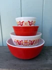 Veg Pyrex Set Of 4 Friendship Pattern Mixing Nesting Bowls #401 #402 #403 #404