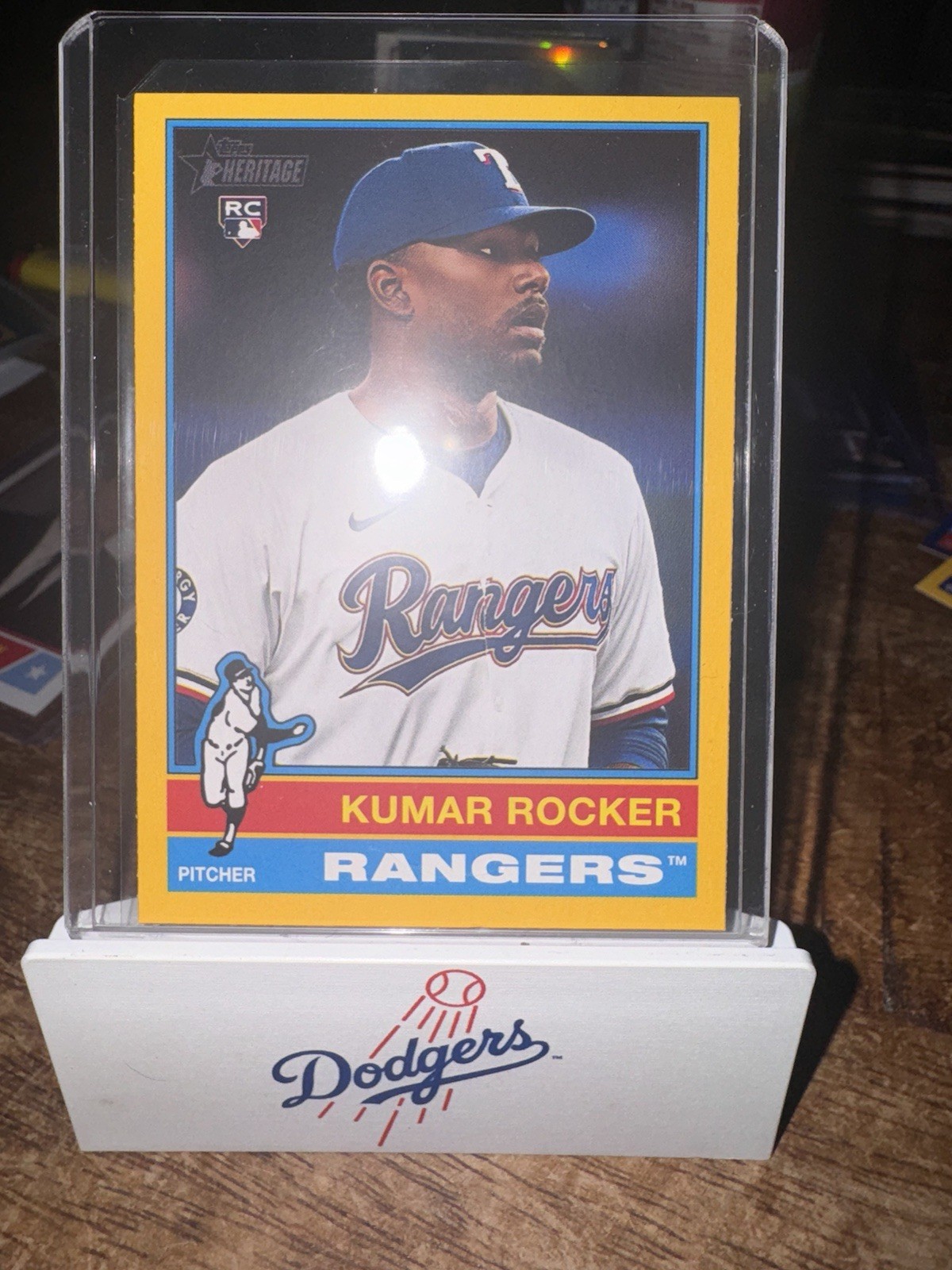 2025 Topps Heritage Kumar Rocker Dark Yellow Border #179 RC Rangers
