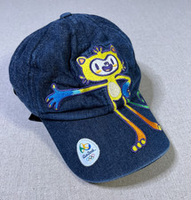 Official Rio 2016 Olympics Denim Cap Adult OSFA Blue Vinicius Mascot Strapback