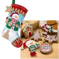 Bucilla  Jolly Gingerbread Snowman, Set of 2 Felt  Sequin Kit