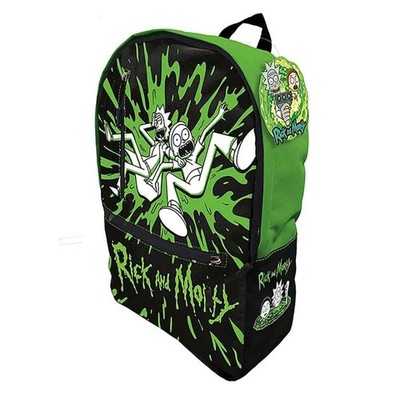 Rick & Morty Rucksack grün schwarz Acid Vat Schultasche Cartoonrucksack NEU Etikett
