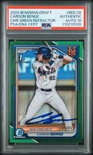 Carson Benge 2024 Bowman Chrome AUTO PSA 10 GEM /99 GREEN REFRACTOR METS #28