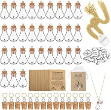 30 Sets Mustard Seed Necklace Christian Charms Includes 0.5ml Tiny Glass