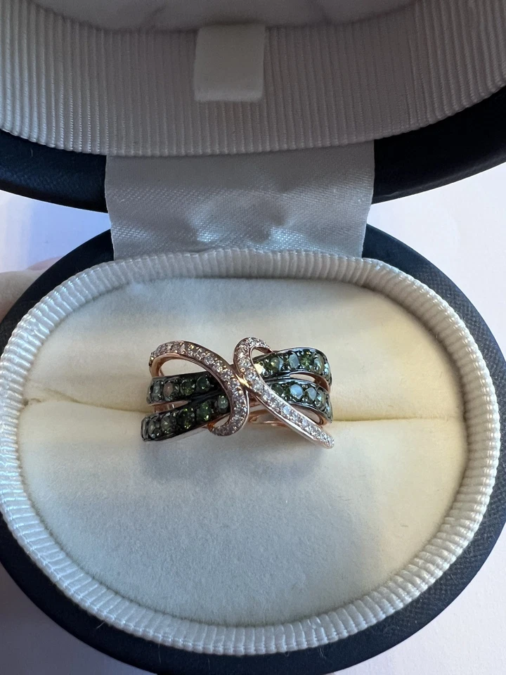 Le Vian 14k Rose Gold Exotics 1.25 ctw Green & White Diamond Ring - Image 3 of 4