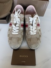 Gucci Con Scatola Originale Sneaker Donna Rosa Tela Scamosciata Tg US5,5 Made in Italy
