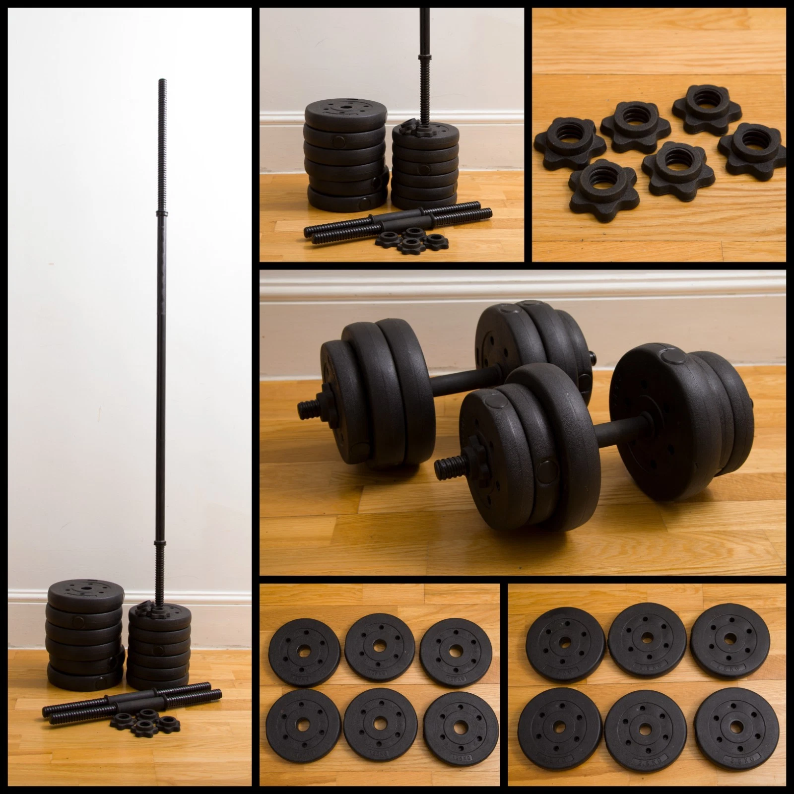 Vinyl Dumbbell & Barbell Set | 25kg | Home Gym, Weight Lifting, Fitness