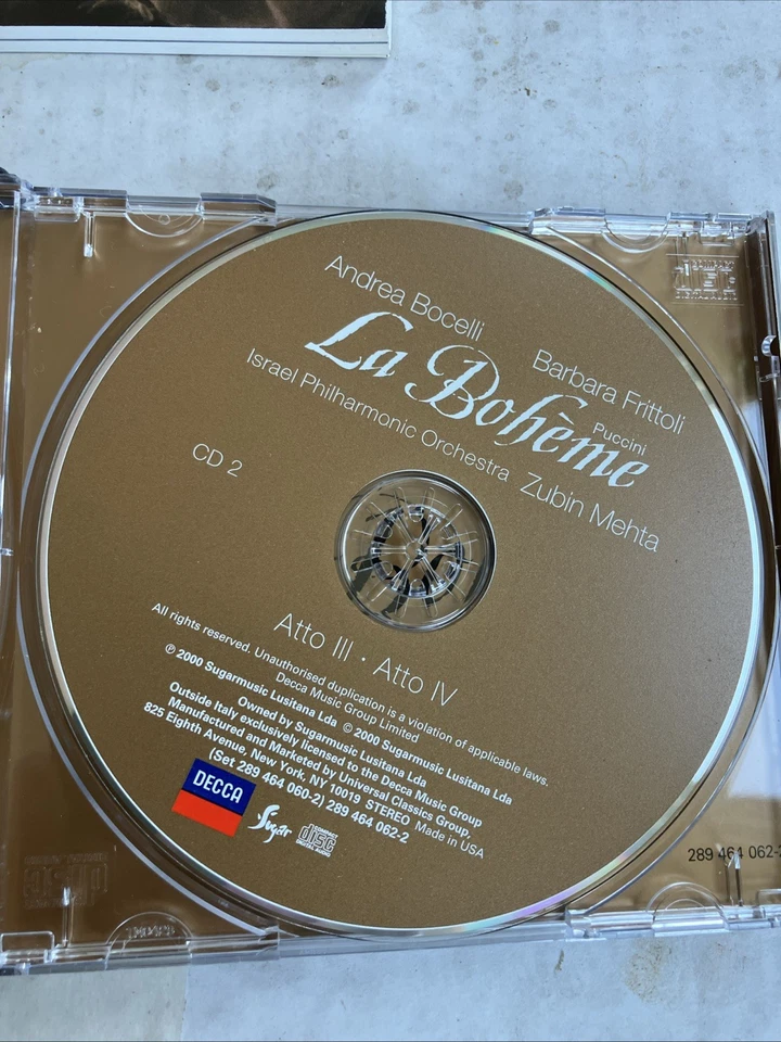 Puccini La Boheme CD Israel Philharmonic Orchestra 2 CD Set With Booklet Foto 3 de 4