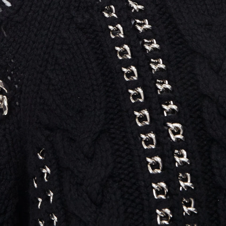 Suéter Alexander Mcqueen Cadena Cachemira Hombro Frío Mujer Negro S Foto 2 de 4