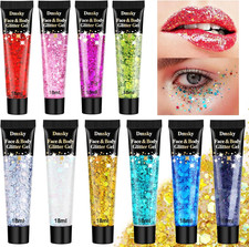 10 Colors Body Glitter,Face Glitter Makeup for Kids Women,Sparkly Chunky Hair Gl