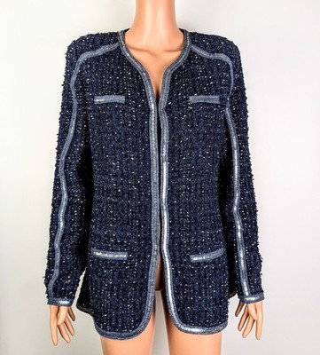 [NWT] Basler Women's Navy Blue/Metallic Boucle  Jacket/Blazer size EU 44