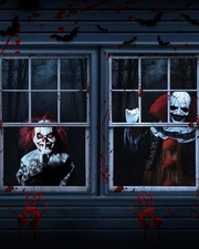 2pcs Halloween Window Cover Decor, Scary Ghost Curtain Outdoor