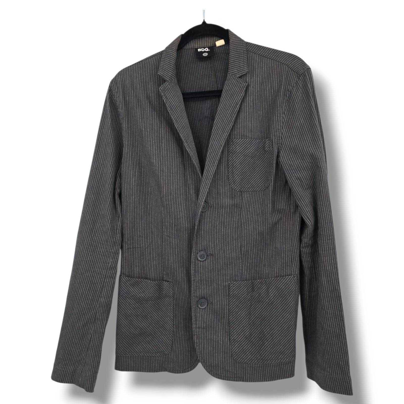 BDG Urban Outfitters Mens Striped Blazer Jacket Gray Small Cotton