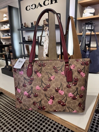 Borsa COACH CAA71 Gallery Tote Bag in tela firmata con ciliegia sulla parte superiore ? Stampa