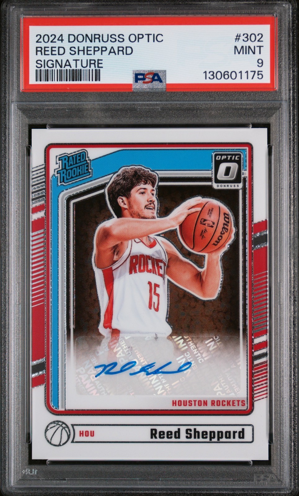 Reed Sheppard 2024 Optic Rated Rookie Signature Auto PSA 9 #302 RC