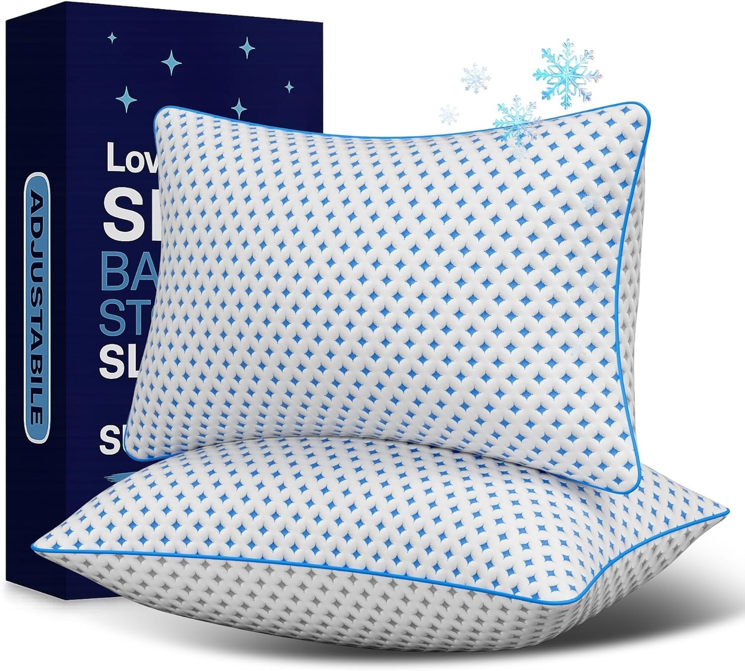 2 Pack &ndash; Adjustable Loft Cooling Pillows King Size Set Of 