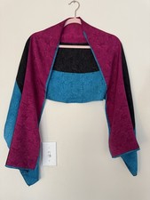 Vintage Echo Silk Scarf 17 X 60 Blue Maroon Black