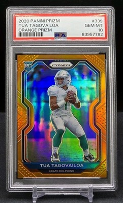 TUA TAGOVAILOA 2020 Prizm TRUE ORANGE PRIZM SN# 22/249 PSA 10 GEM MINT #339