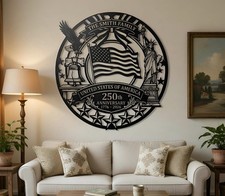 USA 250th Anniversary Metal Sign Personalized Name Patriotic Eagle Decor
