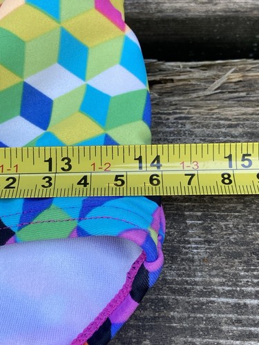 Speedo One Piece Swimsuit Girls Sz 16 Racerback Rainbow Geometric Lined Beach - Picture 8 of 12