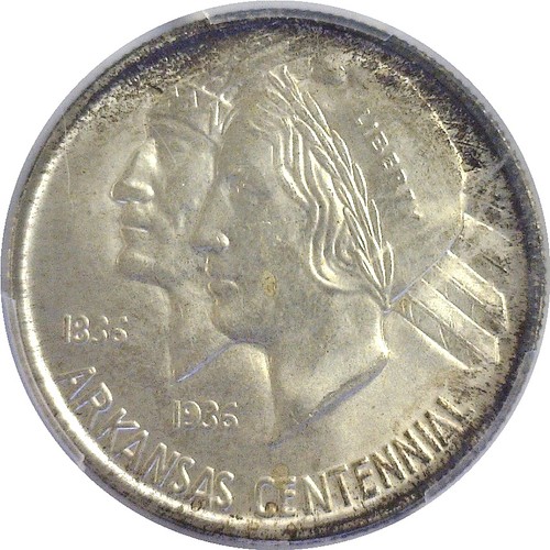 1937-S 50C Arkansas Commemorative Half Dollar PCGS MS-66 - Picture 2 of 3