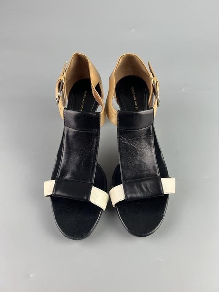 Women Dries Van Noten Heels Black Leather 38 #3L6W