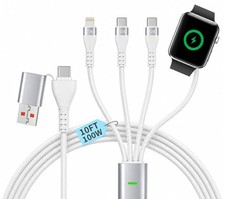 4-in-2 Multi Fast Charging Cable 10FT 100W PD For Apple Watch iPhone FROM USA