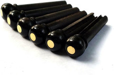 Ebony Guitar Bridge Pins with Brass Dot High Quality 6 Pcs 1 Set 