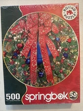 Springbok's Holiday Wreath 500 Piece Puzzle, Round Shape New