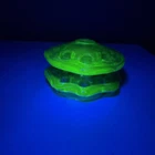 RARE Steuben Pomona Green Uranium Glass Double Flower Frog 1920s 9 Holes