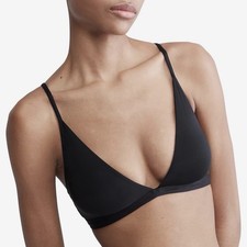Calvin Klein Women's Form to Body Lightly Lined Triangle Bralette Black Size L