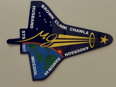 STS-107 Heroes of Columbia Space Medallion in Case, Pin, Decal, & Crew Picture.