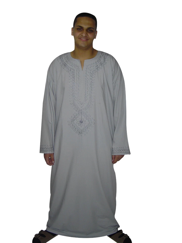 EGYPT BAZAR wunderschöner eleganter Moderner Herren Kaftan aus1001 Nacht in grau KAM00578