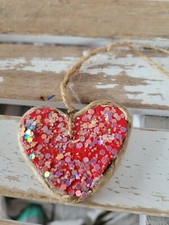 Sparkle heart twine red ornament Xmas tree