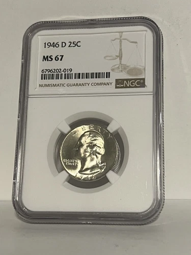 1946 D SUPERB GEM WASHINGTON QUARTER NGC MS 67