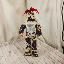 Dammit Doll Blue Red White Camo Red Hair Cloth Stress Relief Plush Stuffed 12"