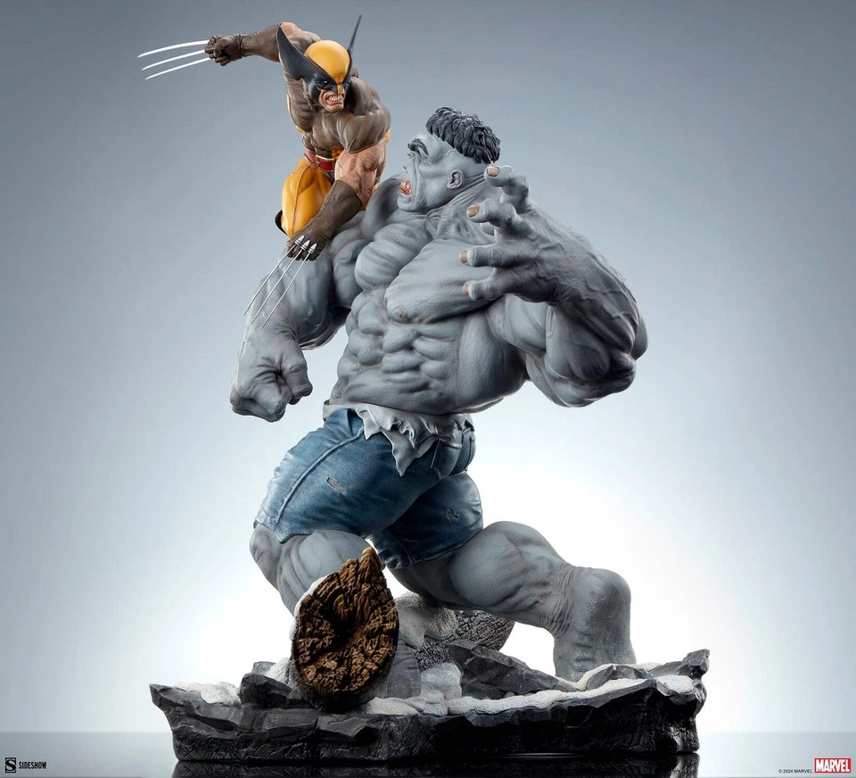 SIDESHOW Marvel X-Men Comics Grey Hulk vs Wolverine Maquette Statue Figure NEW - Image 2 of 4