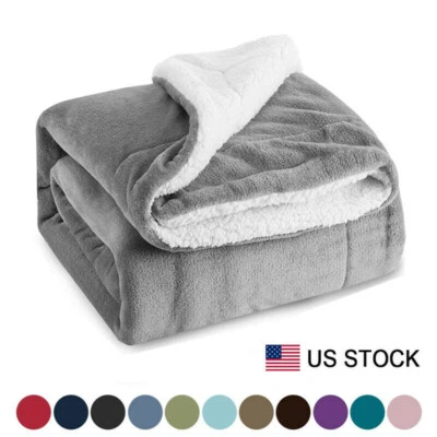 JML Sherpa Blanket Throw Fuzzy Bed Throws Fleece Reversible Blanket for Sofa Couch